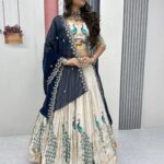 Floral Embroidered Sequinned Semi-Stitched Lehenga & Unstitched Blouse With Dupatta