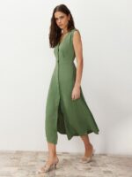 Sleeveless A-Line Midi Dress - Image 4