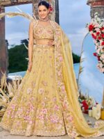 Yellow Embroidered Tissue Sequinned Ready To Wear Lehenga & Blouse With Dupatta