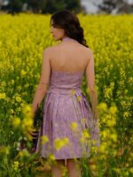 Floral Printed Backless Halter Neck Fit & Flare Dress - Image 4