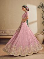 Embroidered Sequinned Satin Semi-Stitched Lehenga & Blouse With Dupatta - Image 3