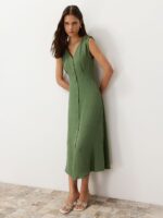 Sleeveless A-Line Midi Dress - Image 3