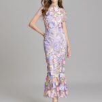 Floral Print Flutter Sleeve Maxi Dress