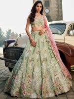 Embroidered Beads and Stones Semi-Stitched Lehenga & Unstitched Blouse With Dupatta