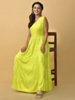 Sleeveless Cotton Empire Maxi Dress