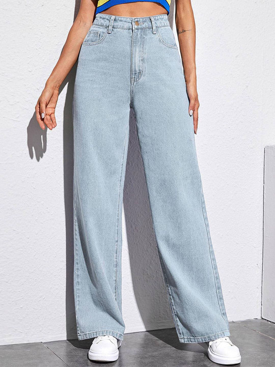 WOMEN WIDE LEG JEANS BY SKG | LATEST HIGH WAIST STRAIGHT FIT DENIM | NON-STRETCHABLE FLARED FULL LENGTH HIGH RISE | STRAIGHT WIDE LEG | CARGO WIDE LEG | High-Waist Denim Straight | Straight Leg | PETITE Solid Straight | BLACK | WHITE | BROWN STRAIGHT JEANS | CREAM | CHARCOAL | ICE BLUE | MIDBLUE