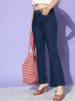 The Lifestyle Co. Women Navy Blue Bootcut Mid-Rise Stretchable Jeans