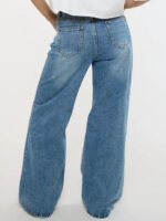 Women Smart Baggy High-Rise Mildly Distressed Light Fade Stretchable Jeans - Image 2