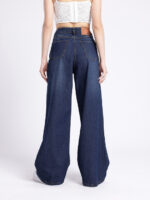 Women Wide Leg Slash Knee Light Fade Jeans - Image 2