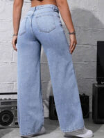 Women Jean Wide Leg High-Rise Light Fade Stretchable Jeans - Image 2