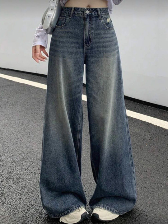 The Roadster Life Co. Smart Wide Leg High-Rise Mildly Distressed Heavy